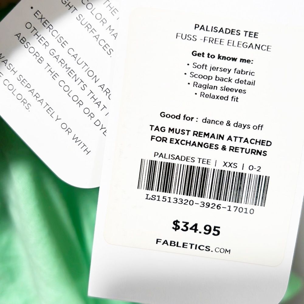 NWT Fabletics Palisades Tee - Scoop Neck, Mint Green XXS - Picture 10 of 12